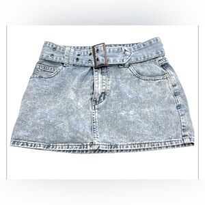 Sincerely Jules Junior's Micro Mini Denim Belted Skirt